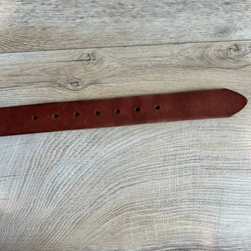 American Eagle Vintage Y2K Brown Leather Belt Silver Logo 32